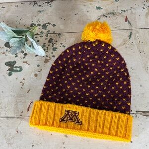 Nike University of Minnesota Maroon and Yellow Pom-Pom Beanie
